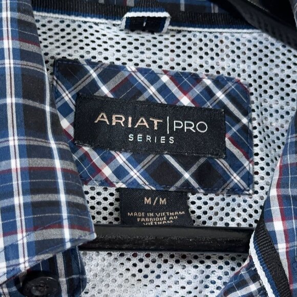 Ariat Pro Series L/S Button Shirt in Blue Plaid Men's Size M - Picture 6 of 10